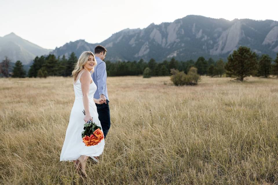 Happy couple walking