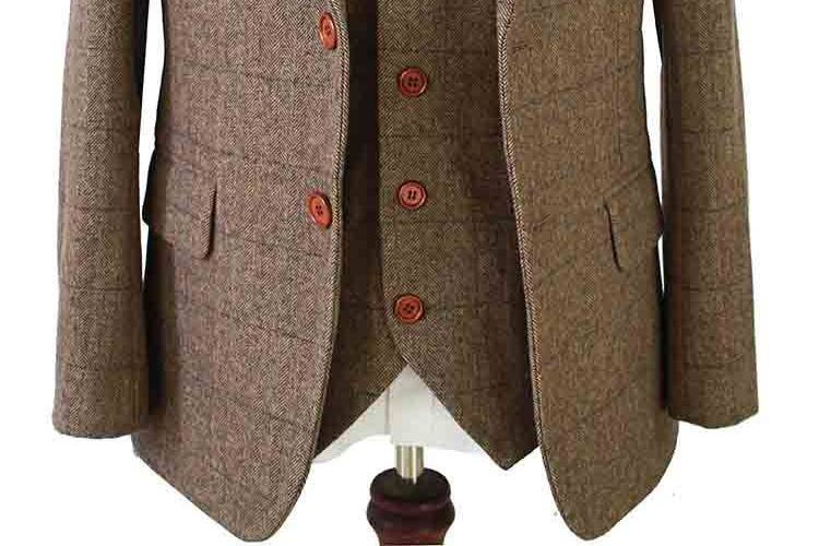 Brown herringbone tweed suit