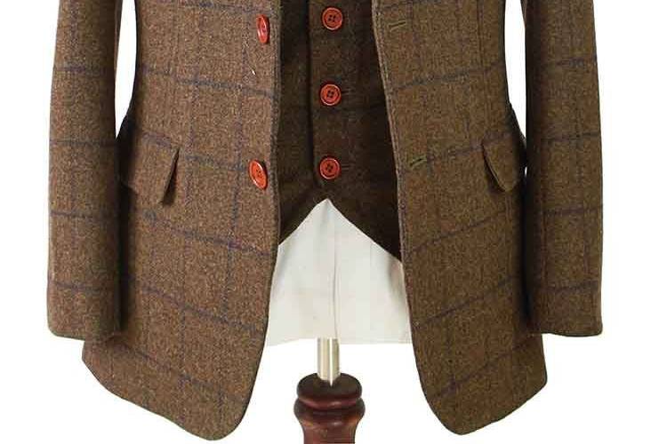 Brown plaid tweed suit