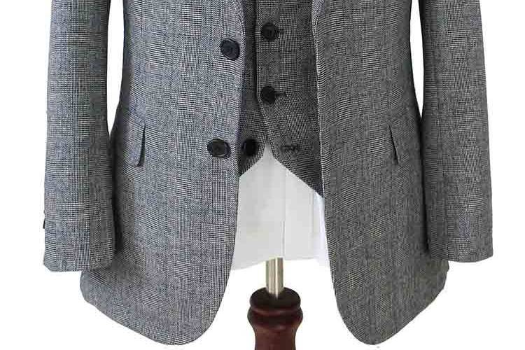 Retro grey plaid tweed suit
