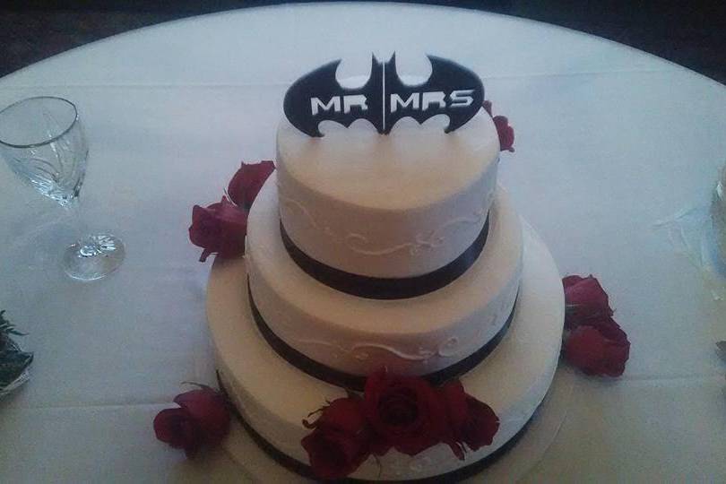Batman theme wedding cake