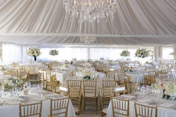 Reception tent setup