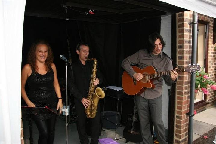 Acoustic trio, with singer and saxophonist