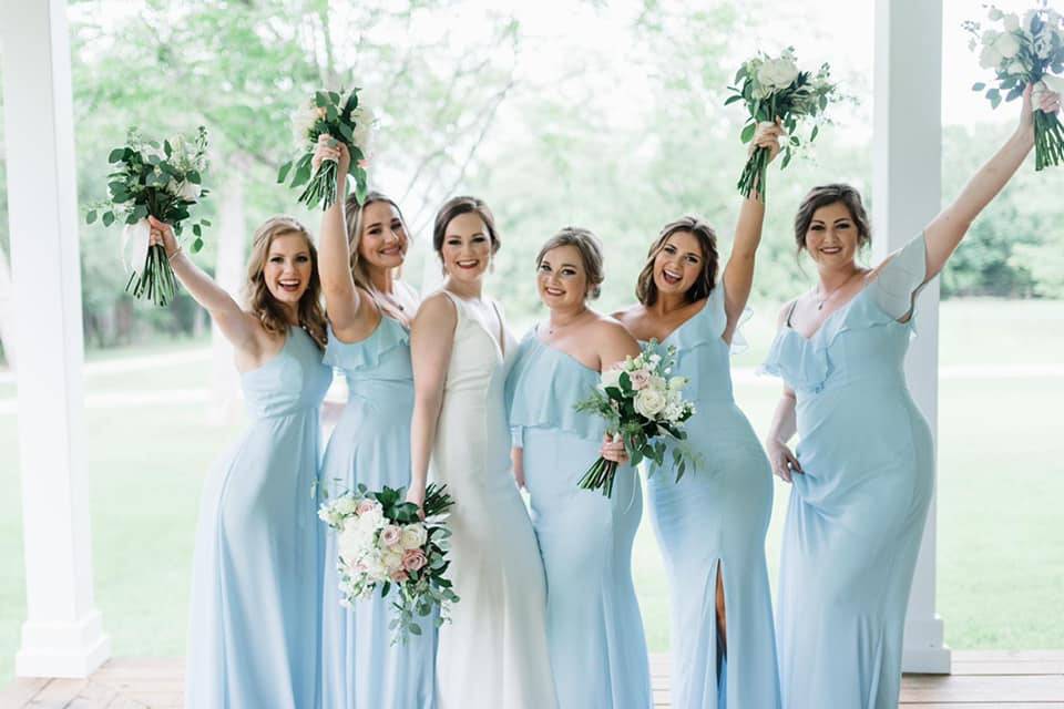 Bridesmaids blue porch