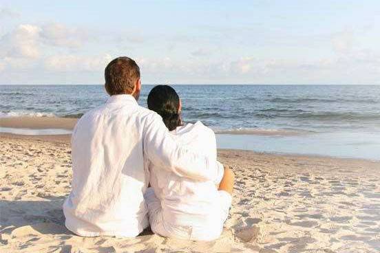 Newlyweds at the beach