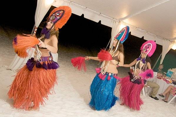 Luau show, tented wedding