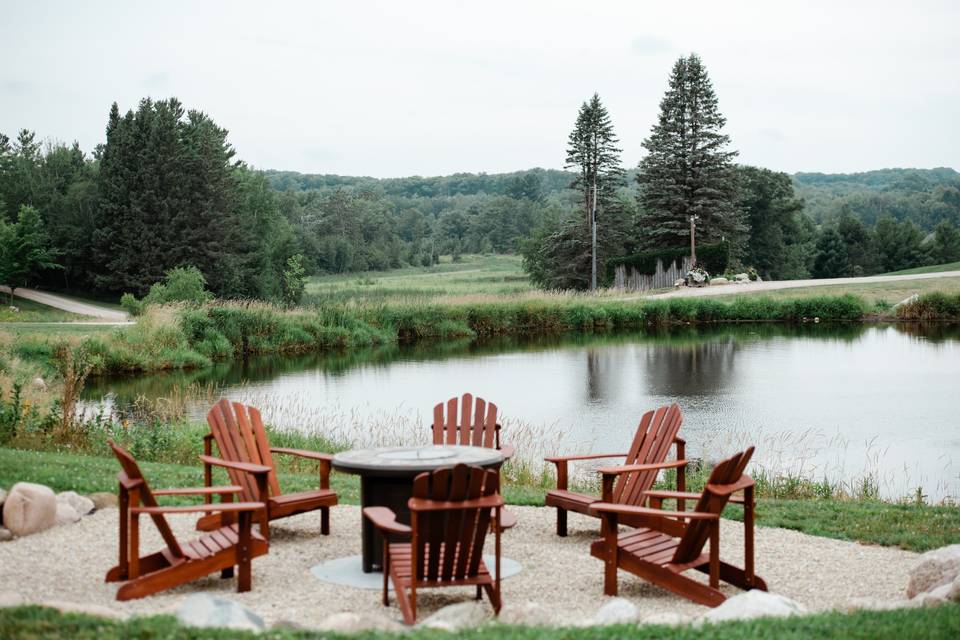 Firepit next to water