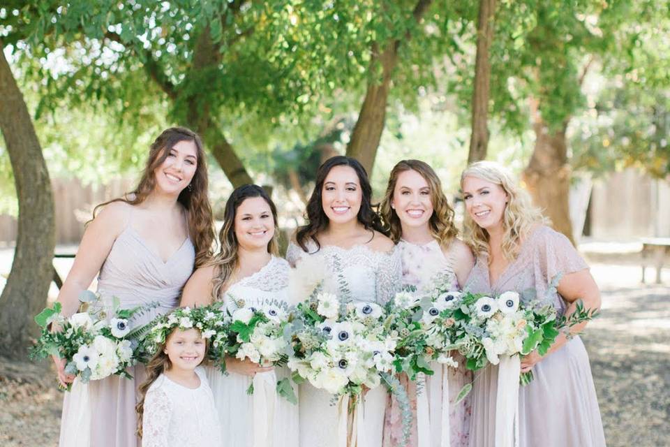 Bride and her bridesmaids