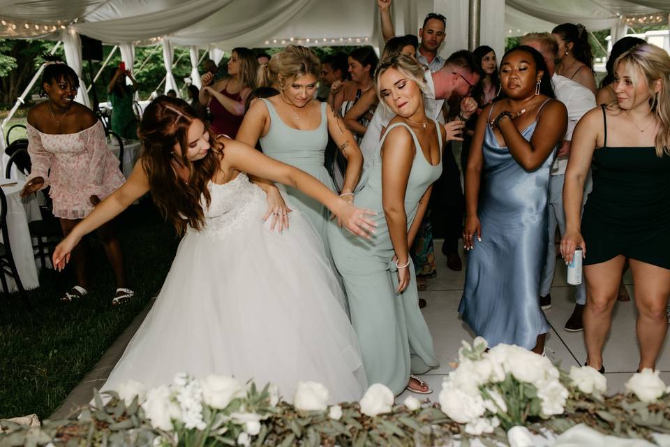 Bridesmaids dancing