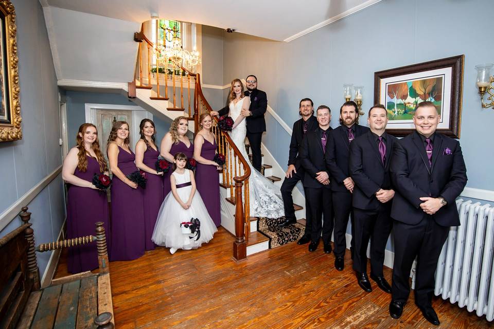 Bridal party in manor house