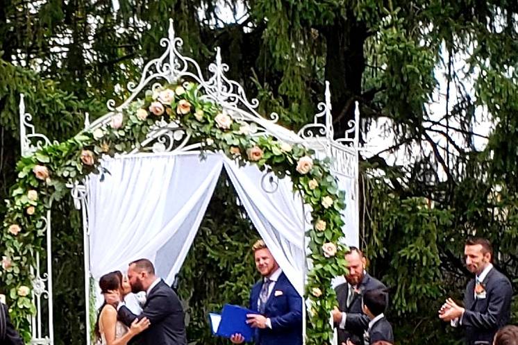 Bridal party in manor house