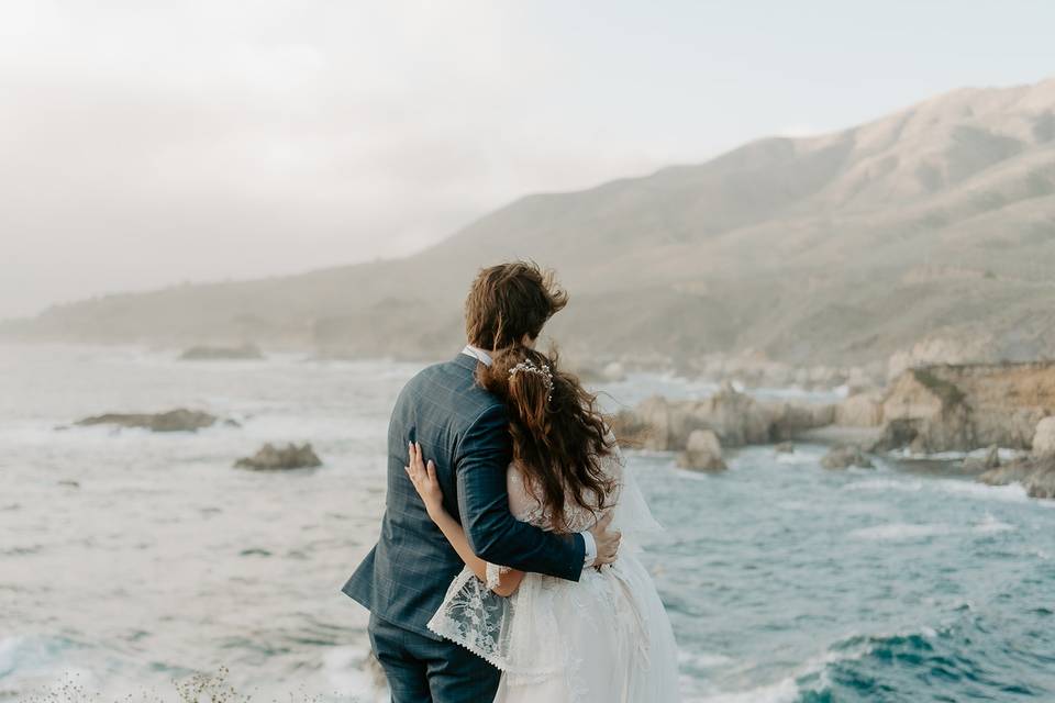 Couple staring at Sea Big Sur