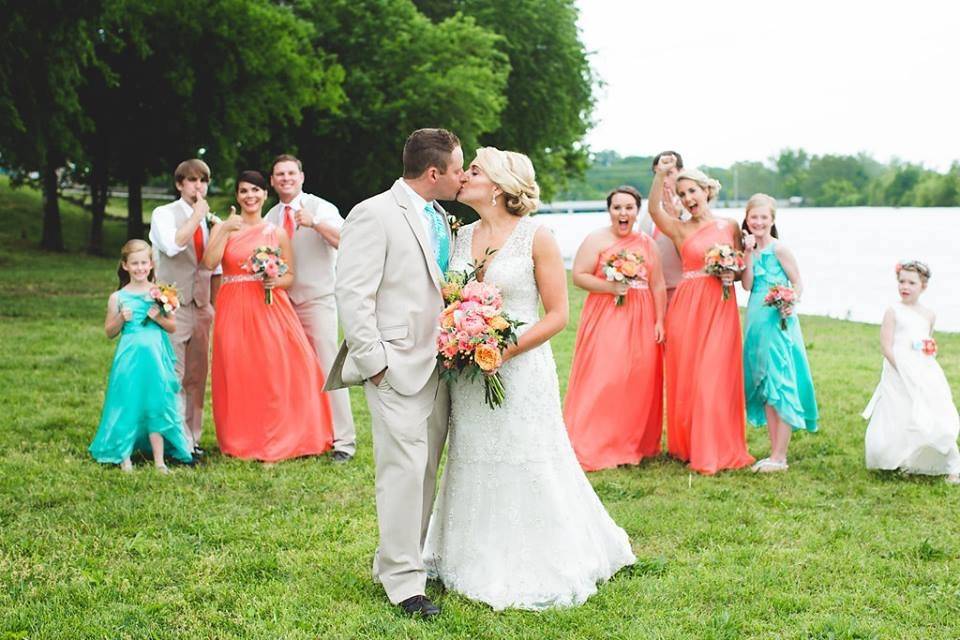 The bride with her bridesmaids