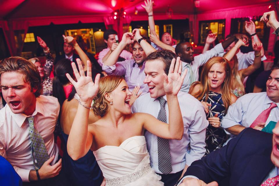 Bride and groom dancing