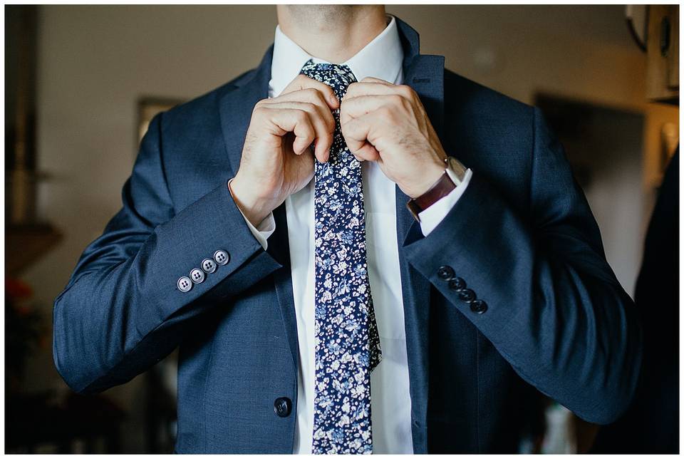 Groom getting ready
