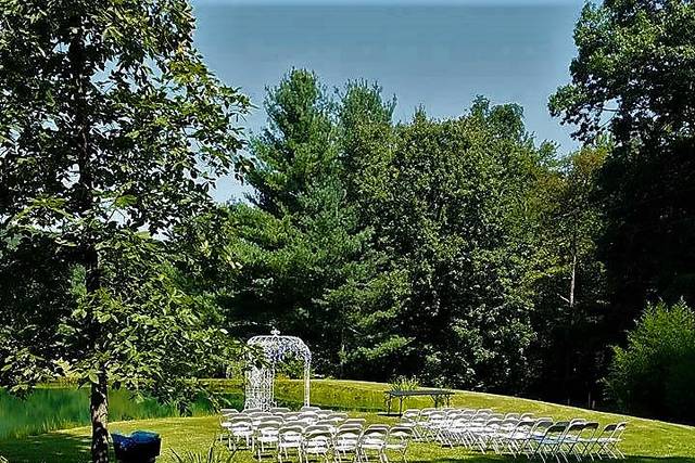 A ceremony by the pond.