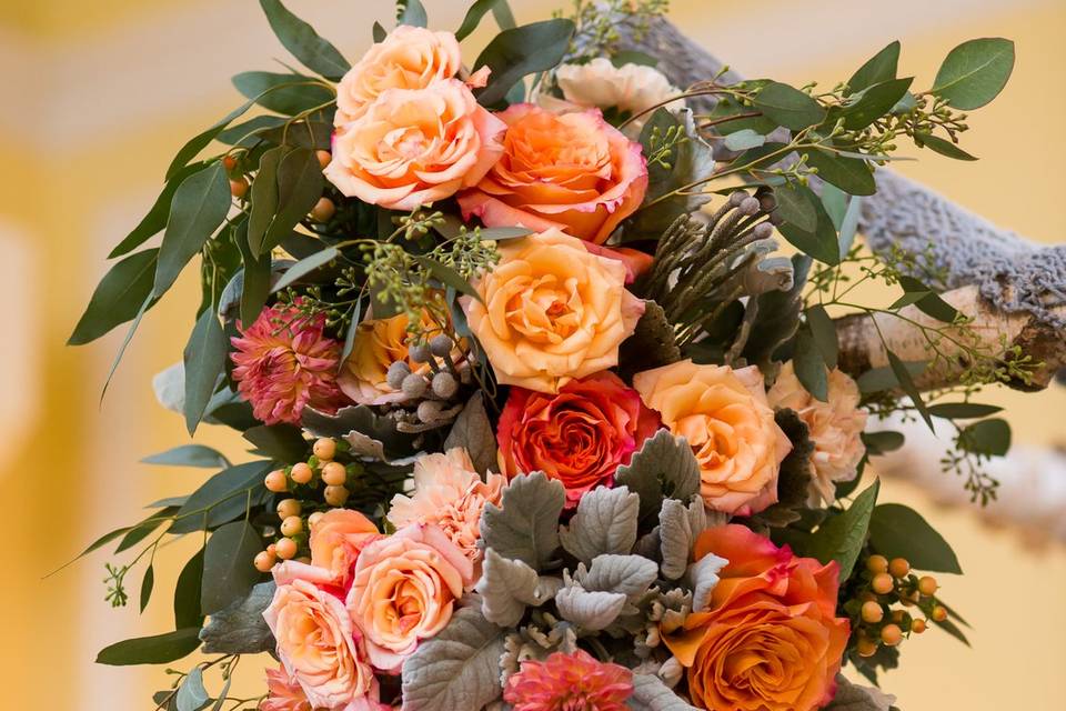 Low Centerpiece- Orange & Grey