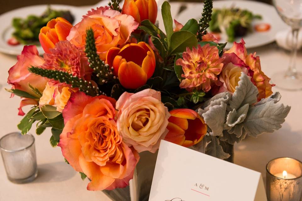 Low Centerpiece- Orange & Grey