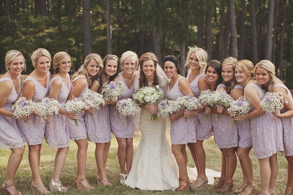 The bride with her bridesmaids