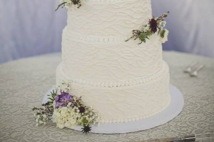 Multiple layered wedding cake