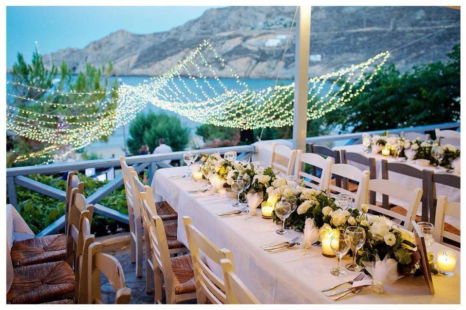 Wedding Party in Serifos island / Greece. Produced by Dj Athens. Fairy lights above the dance floor!