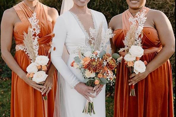 Bridal with bridesmaid bouquet