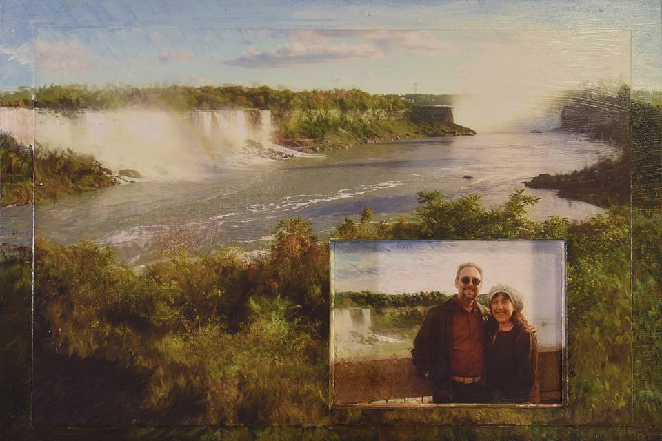 14X20 Mixed media from clients anniversary vacation photos Niagra Falls