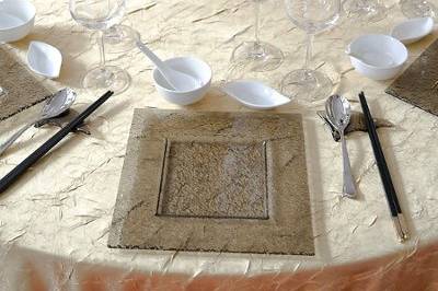 Table setting with floral centerpiece