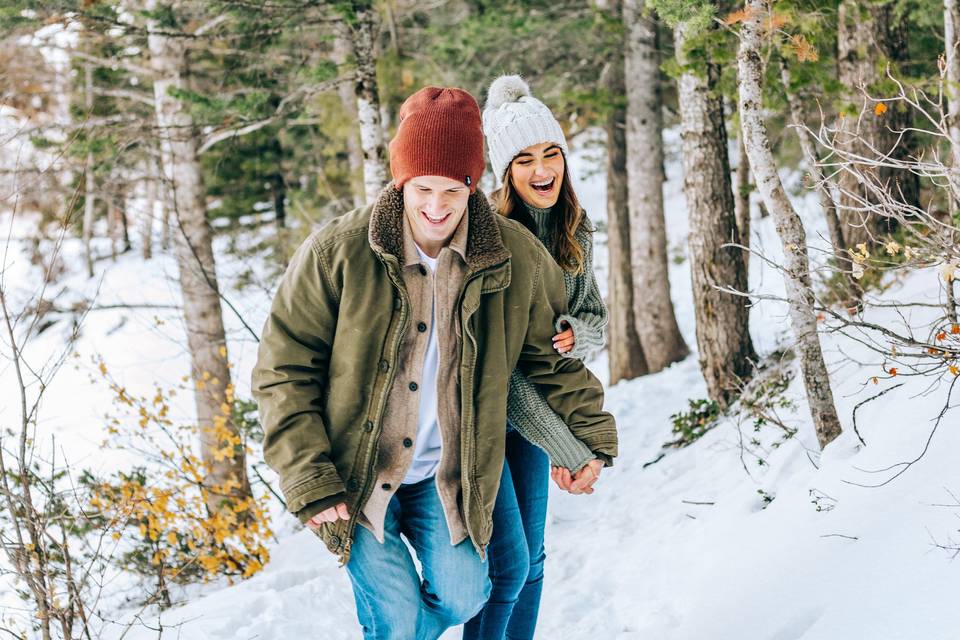 Forest snowy engagements