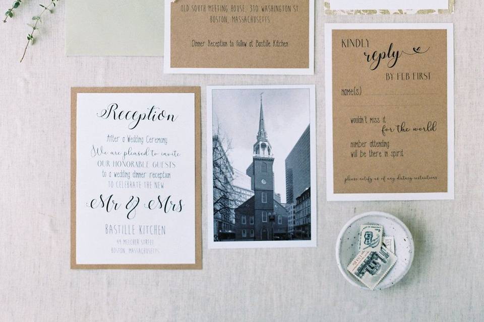 Katherine & eric included postcards from our gift shop with their invitations. Photography by elizabeth laduca.
