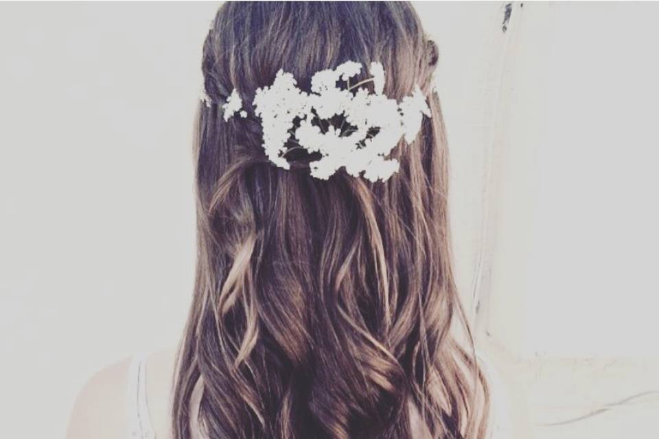 Soft Curls with Braids/Flowers