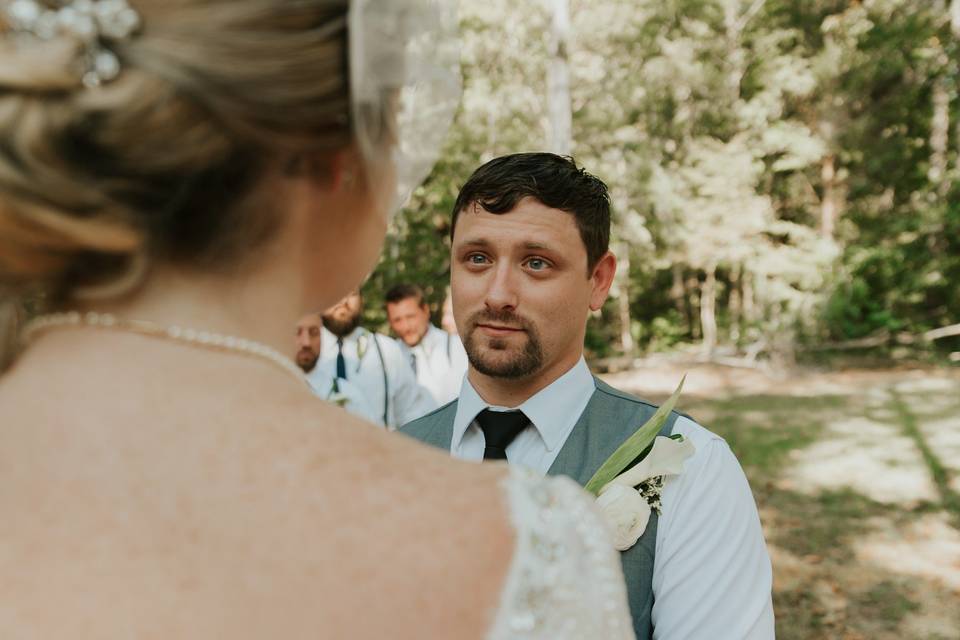 Emotional groom