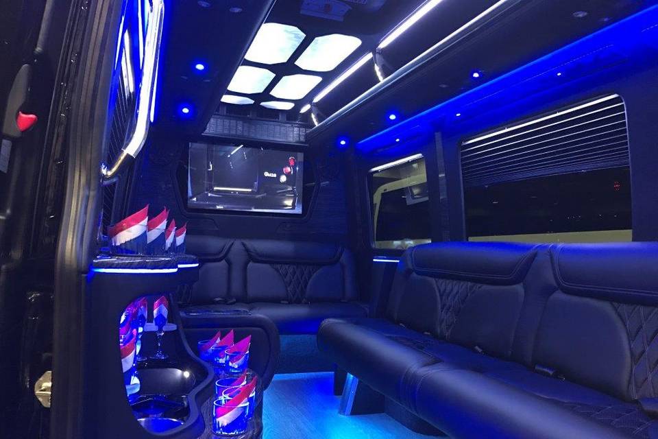 Inside 32 passenger party bus