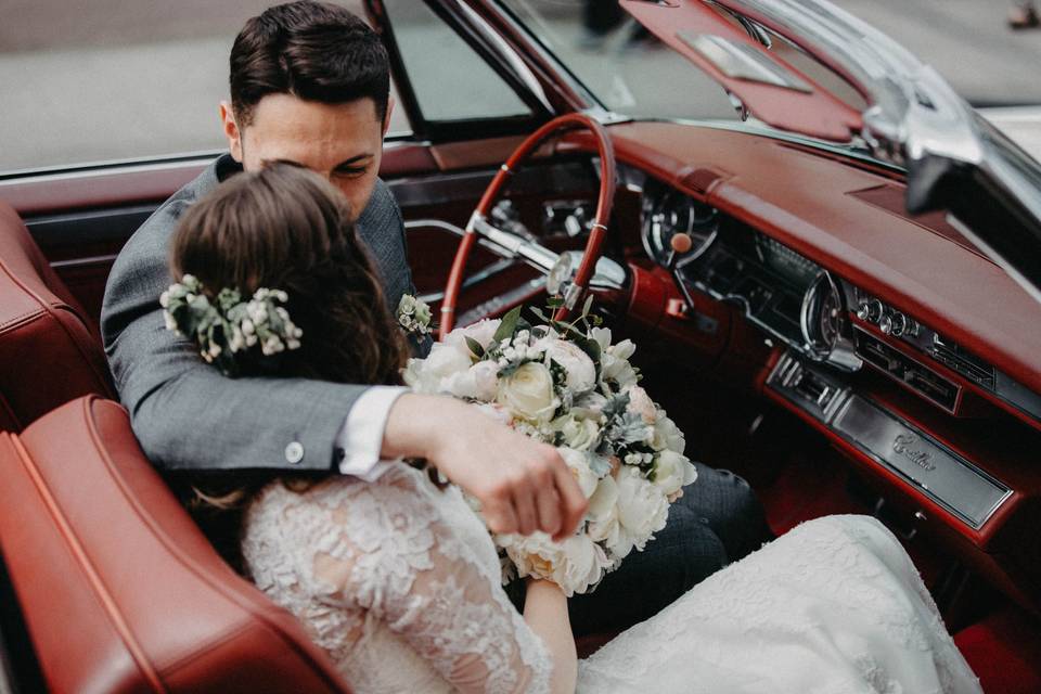 Brides floral hair and bouquet