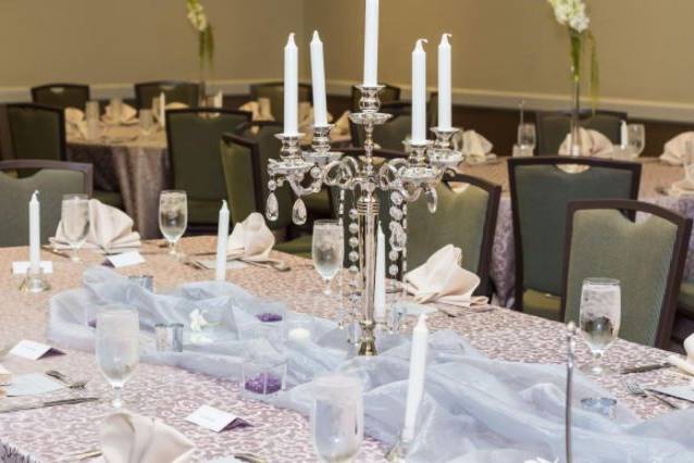 Table setup with candle centerpiece
