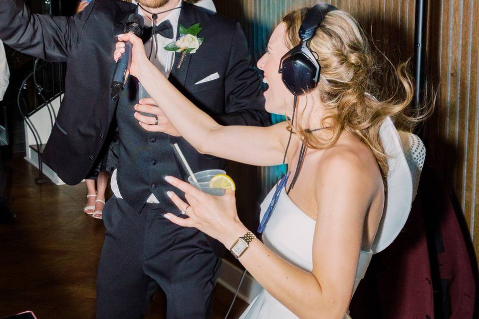 Bride & groom DJing