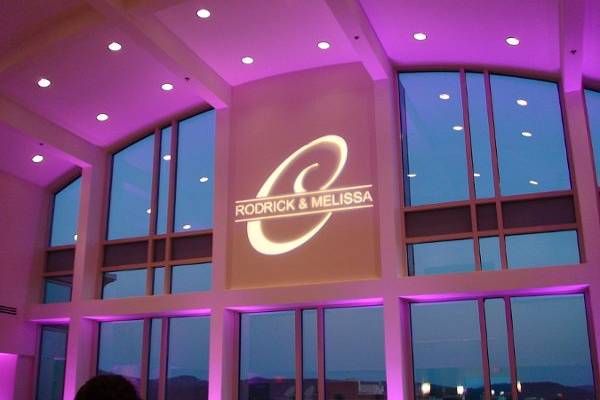 Custom Gobo and uplighting for reception at the Summit