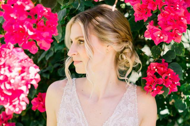 Boho bride with soft updo