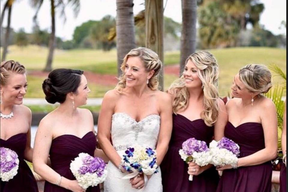 Bouquets of the bride and bridesmaids