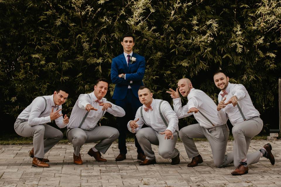 Wedding party in suits