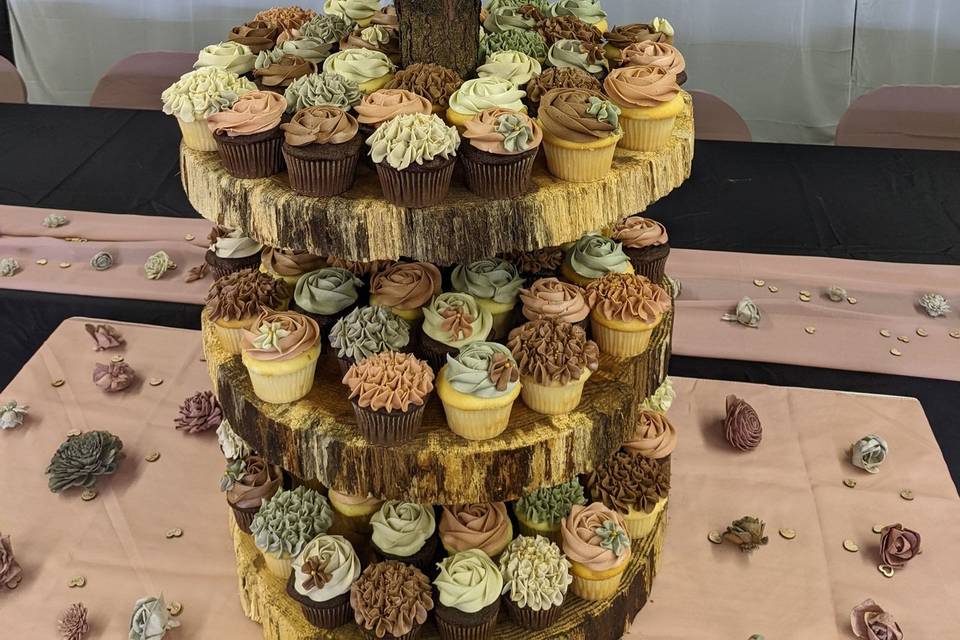 Wedding Cake and Cupcakes