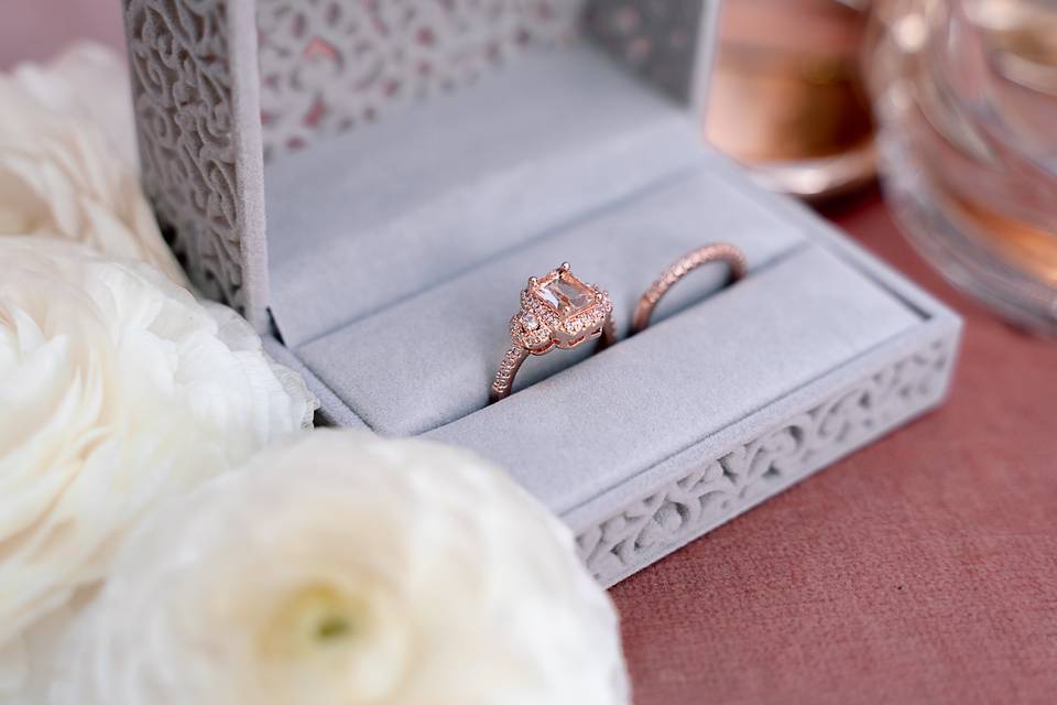 Rose-gold wedding rings