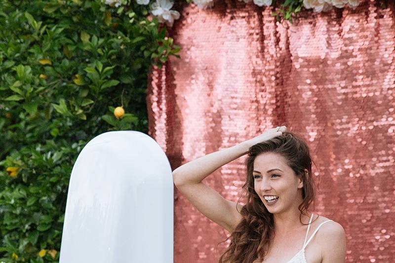 Outdoor wedding photo booth