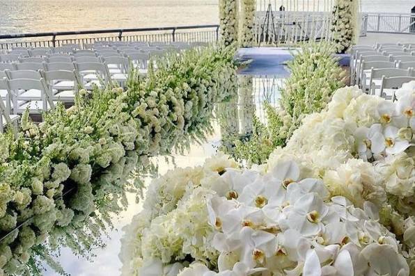 Floral aisle and altar decor