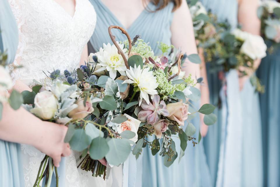 The bride holding her bouquet