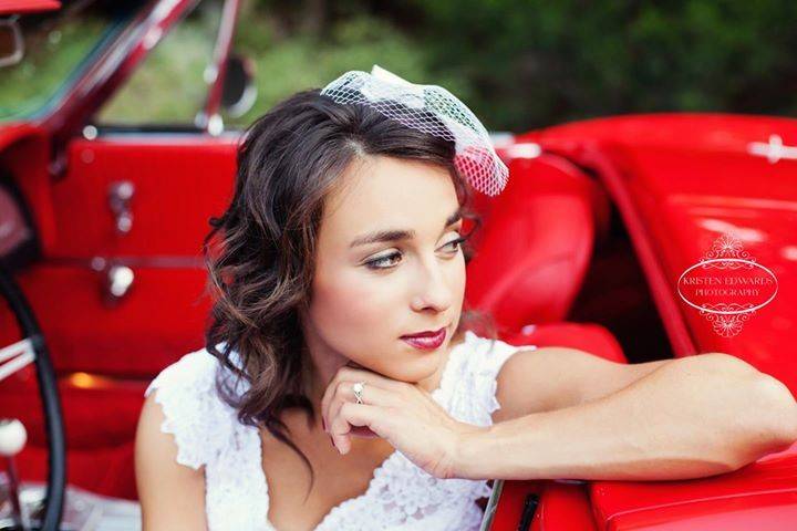 Bride in her car