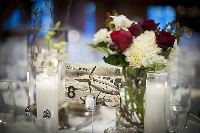 White and red floral arrangements