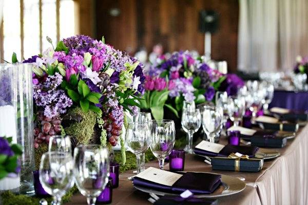 Table setup with centerpiece