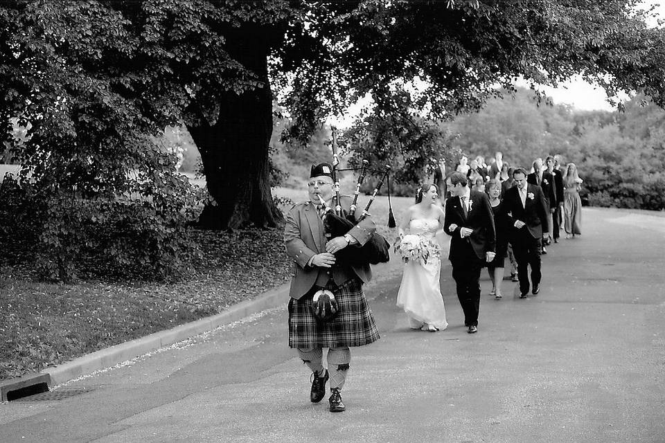 Bagpipe escort