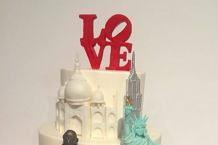 Sugar crown and ruffles wedding cake!